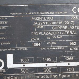 UniCarriers JAG2N1L18Q (Ref: NR28) - Imagen 4