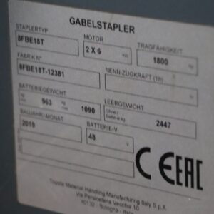 Toyota 8FBE18T (Ref: OF16) - Imagen 4