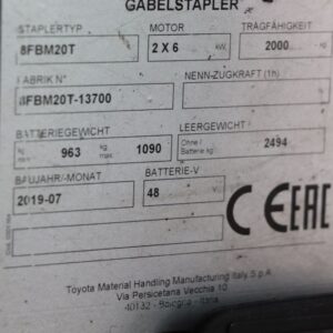 Toyota 8FBM20T (Ref: OF79) - Imagen 4